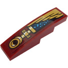 LEGO Dark Red Slope 1 x 4 Curved with Gold Wing and Pipe Right Side Sticker (11153)