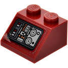 LEGO Dunkelrot Steigung 2 x 2 (45°) mit Control Panel Aufkleber (3039)