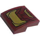 LEGO Dark Red Slope 2 x 2 Curved with Armor Sticker (15068)