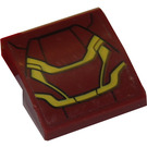 LEGO Dark Red Slope 2 x 2 Curved with Dark Red and Gold Armor Plates Pattern Sticker (15068)