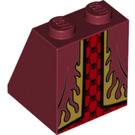 LEGO Rouge foncé Pente 2 x 2 x 2 (65°) avec Flames avec tube inférieur (3678 / 19219)