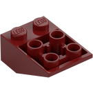 LEGO Donkerrood Helling 2 x 3 (25°) Omgekeerd met verbindingen tussen noppen (2752 / 3747)