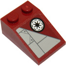LEGO Dark Red Slope 2 x 3 (25°) with Gray Panels and SW Republic Symbol Sticker with Rough Surface (3298)
