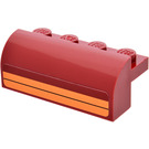 LEGO Dark Red Slope 2 x 4 x 1.3 Curved with Stripes Sticker (6081)