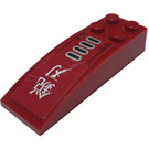 LEGO Dark Red Slope 2 x 6 Curved with Bars and Asian Characters Sticker (44126)