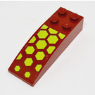 LEGO Donkerrood Helling 2 x 6 Gebogen met Lime Hexagons Patroon Sticker (44126)