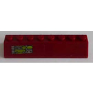 LEGO Rouge foncé Pente 2 x 8 (45°) avec Argent et Olive Green Décoration Droite Côté Autocollant (4445)