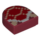 LEGO Dunkelrot Fliese 1 x 1 Hälfte Oval mit Pixelated Koopa Troopa (24246 / 69094)