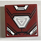 LEGO Mørk rød Tile 1 x 1 med Iron Mann Arc Reactor med Rille (3070)