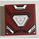 LEGO Dark Red Tile 1 x 1 with Iron Man Arc Reactor with Groove (3070)