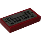 LEGO Donkerrood Tegel 1 x 2 met Sith Infiltrator Buttons/Lights Sticker met groef (3069)