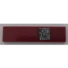 LEGO Dark Red Tile 1 x 4 with decoration Sticker with Groove (2431)