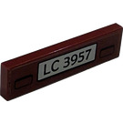 LEGO Donkerrood Tegel 1 x 4 met LC 3957 License Plaat Sticker (2431)