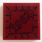 LEGO Dark Red Tile 2 x 2 with '1962' Sticker with Groove (3068)