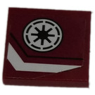 LEGO Dark Red Tile 2 x 2 with Star Wars Logo and White Line (left) Sticker with Groove (3068)