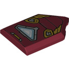 LEGO Rouge foncé Tuile 2 x 3 Pentagonal avec Iron Man Gold Armor (22385 / 87228)
