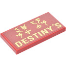 LEGO Dark Red Tile 2 x 4 with 'Destiny's' Sticker (87079)