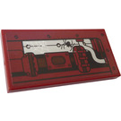 LEGO Dark Red Tile 2 x 4 with Tractor Engine, Spider and Cobweb (Right Side) Sticker (87079)