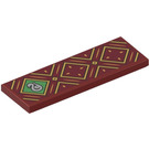 LEGO Dark Red Tile 2 x 6 with Gold Squares and HP Slytherin House Snake Sticker (69729)