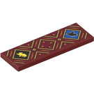 LEGO Dark Red Tile 2 x 6 with Gold Squares with Hufflepuff Badger and Ravenclaw Raven Sticker (69729)