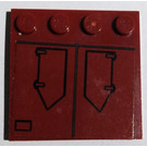 LEGO Dunkelrot Fliese 4 x 4 mit Bolzen auf Kante mit Panels Aufkleber (6179)