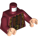 LEGO Dark Red Torso Ornate Robe with Long Scarves, Gold, Reddish Brown and Dark Brown Details Pattern (973 / 76382)