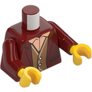 LEGO Mørk rød Overkropp med Drakt Jakke med Skjorte og Waistcoat (973 / 76382)