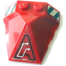 LEGO Dark Red Wedge 4 x 4 Quadruple Convex Slope Center with Circuits and Hazard Stripes (Left) Sticker (47757)