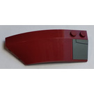 LEGO Dark Red Wedge Curved 3 x 8 x 2 Left with Gray Panel Sticker (41750)