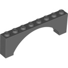 LEGO Dark Stone Gray Arch 1 x 8 x 2 Raised, Thin Top without Reinforced Underside (16577 / 40296)