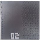 LEGO Dark Stone Gray Baseplate 16 x 16 with Driveway with '02' Sticker (30225 / 51595)