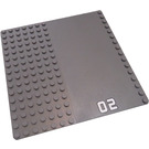 LEGO Dark Stone Gray Baseplate 16 x 16 with Driveway with "02" Sticker (30225 / 51595)