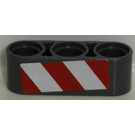 LEGO Dark Stone Gray Beam 3 with Red and White Danger Stripes (Right) Sticker (32523)