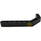 LEGO Dark Stone Gray Beam 3 x 3.8 x 7 Bent 45 Double with Black Exclamation Mark on Yellow Background Right Sticker (32009)