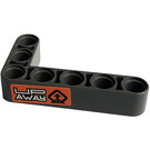 LEGO Dark Stone Gray Beam 3 x 5 Bent 90 degrees, 3 and 5 Holes with 'UP AWAY' Sticker (32526)