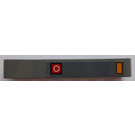 LEGO Dark Stone Gray Beam 7 with Red square with white circle and orange rectangle Sticker (32524)