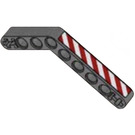 LEGO Dark Stone Gray Beam Bent 53 Degrees, 4 and 6 Holes with Red and White Danger Stripes (Model Left) Sticker (6629)