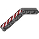 LEGO Dark Stone Gray Beam Bent 53 Degrees, 4 and 6 Holes with Red and White Danger Stripes (Model Right) Sticker (6629)