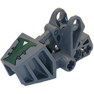 LEGO Dunkles Steingrau Bionicle Toa Foot mit Kugelgelenk mit Dark Green Cover und Weiß Triangle Aufkleber (Abgerundete Oberteile) (32475)