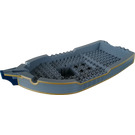 LEGO Dark Stone Gray Boat Hull 12 x 25 with Gold Trim and Dark Blue Front (54069)