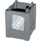 LEGO Dark Stone Gray Box 2 x 2 x 2 Crate with 'CARGO' Sticker (61780)