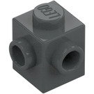 LEGO Dark Stone Gray Brick 1 x 1 with Two Studs on Adjacent Sides (26604)