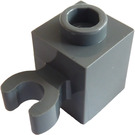 LEGO Dark Stone Gray Brick 1 x 1 with Vertical Clip (Open 'O' Clip, Hollow Stud) (60475 / 65460)