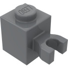 LEGO Gris Pierre Foncé Brique 1 x 1 avec Verticale Clip (Clip en U, bosse solide) (30241 / 60475)