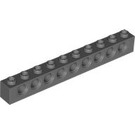 LEGO Dunkles Steingrau Backstein 1 x 10 mit Löcher (2730)