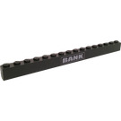 LEGO Dark Stone Gray Brick 1 x 16 with Bank and Digital Clock Sticker (2465)