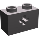 LEGO Dark Stone Gray Brick 1 x 2 with Axle Hole ('+' Opening and Bottom Stud Holder) (32064)