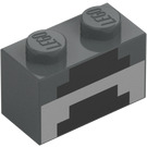 LEGO Gris Pierre Foncé Brique 1 x 2 avec Minecraft Noir Lines avec tube inférieur (3004 / 37227)