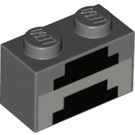 LEGO Dark Stone Gray Brick 1 x 2 with Minecraft Black Lines with Bottom Tube (3004 / 37227)