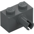 LEGO Mørk stengrå Klods 1 x 2 med Pin med Bund Knops Holder (44865)